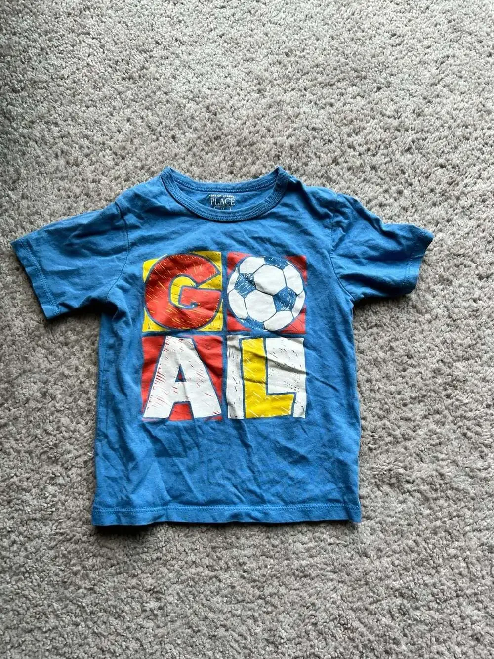 (#28) The Children's Place Boys Short Sleeve Soccer GOAL T-Shirt Blue Size 2T